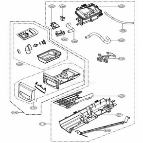 Panel Drawer Assembly And Guide Assembly Diagram and Parts List for DLGX3371V ASSEEUS LG Dryer