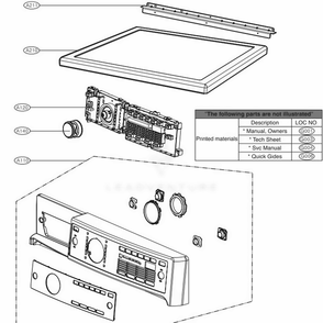 Control Panel And Plate Assembly Diagram and Parts List for 91548 APBESEU LG Dryer