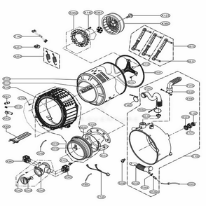 Drum And Tub Assembly Diagram and Parts List for GCWM1069CS7 ASSEELC LG Washer Dryer Combo