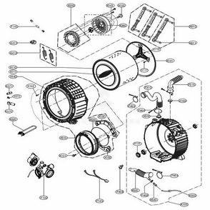 Drum And Tub Assembly Diagram and Parts List for WM3700HWA ABWEVUS LG Washer