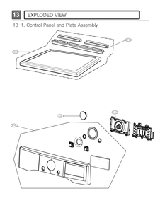 Control Panel And Plate Assembly Diagram and Parts List for RV13U5JSDW ABLEEUS LG Washer