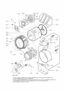 Drum And Tub Assembly Parts Diagram and Parts List for 79641182310  Kenmore Washer