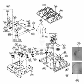 Cooktop Parts Diagram and Parts List for LTG4715BD ABDELGA LG Range