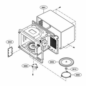 Oven Cavity Parts Diagram and Parts List for LCRT1513ST CSSETAR LG Microwave