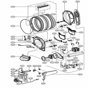 Drum And Motor Assembly: Gas Type Diagram and Parts List for 90311 ABWESEC LG Dryer