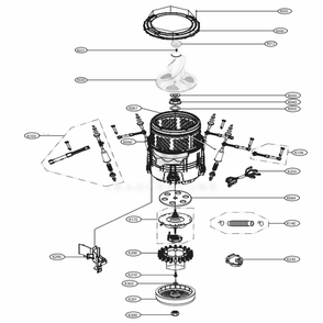 Tub Assembly Diagram and Parts List for WT7305CW ABWETUS LG Washer