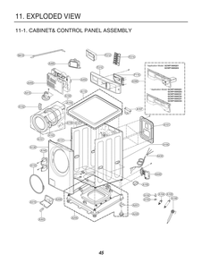 Cabinet& Control Panel Assembly Diagram and Parts List for FH069FDP ASSEELC LG Washer
