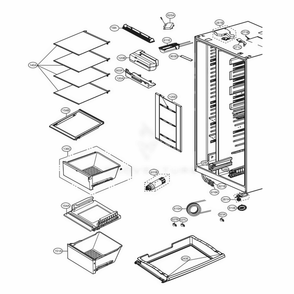 Refrigerator Compartment Diagram and Parts List for LSXC22386D ASBCNA0 LG Refrigerator