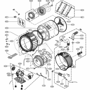 Drum And Tub Assembly Diagram and Parts List for WM4270HWA ABWEPUS LG Washer