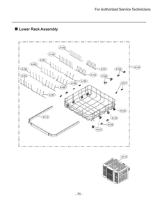 Lower Rack Assembly Diagram and Parts List for SDWD24P3 AASESTA LG Dishwasher