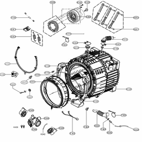 Drum And Tub Assembly Diagram and Parts List for 41463 ASTEUEU LG Washer