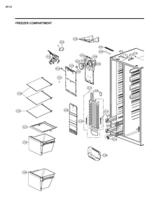 Freezer Compartment Diagram and Parts List for GM-L267NQGL ASWCNA1 LG Refrigerator