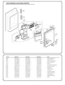 Ice Maker And Ice Bin Parts Diagram and Parts List for GR-L268LQTM ASWCSE2 LG Refrigerator