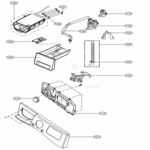 Control Panel And Dispenser Assembly Diagram and Parts List for WM1388HW ABWEPUS LG Washer