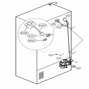 Valve And Water Tube Parts Diagram and Parts List for 74029 AWBCSE1 LG Refrigerator