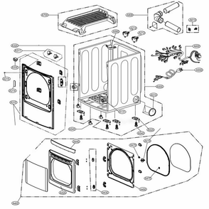 Cabinet And Door Assembly Diagram and Parts List for DLE4901W ABWEEUS LG Dryer