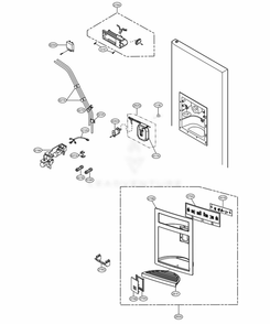 Ice And Water Part Dispenser Parts Diagram and Parts List for 58822 ASWCSER LG Refrigerator