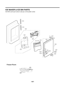 Ice Maker And Ice Bin Parts Diagram and Parts List for GR-L268NKSM ASBCNA0 LG Refrigerator