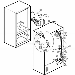 Ice Maker Parts Diagram and Parts List for 78559 AWBCSEF LG Refrigerator