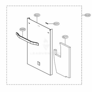 Front Cover Assembly Diagram and Parts List for LSDF9963ST ASTEEUS LG Dishwasher