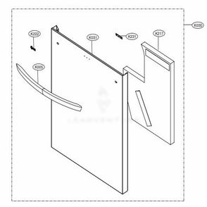 Front Cover Assembly Diagram and Parts List for LDT7808SS ASSESNA LG Dishwasher