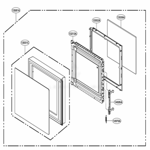 Door Parts Diagram and Parts List for MS1536GIR CBKELEC LG Range