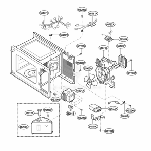 Interior Parts Diagram and Parts List for 767 MWESEC LG Wall Oven