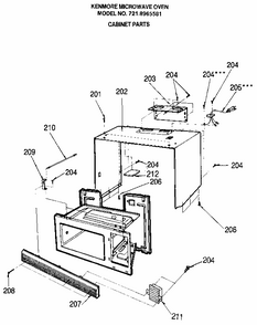 Cabinet Diagram and Parts List for 7218965581  Kenmore Microwave