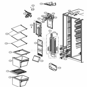 Freezer Compartment Diagram and Parts List for 51853 ASTCSE2 LG Refrigerator