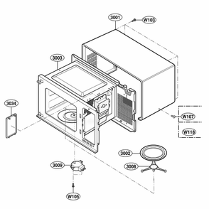 Oven Cavity Parts Diagram and Parts List for 65022401 CW1ESEA LG Range