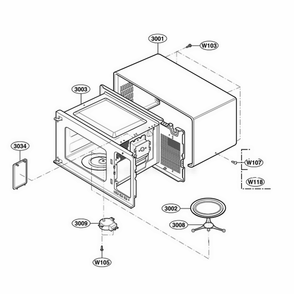 Oven Cavity Parts Diagram and Parts List for 65223 CSBESEA LG Range