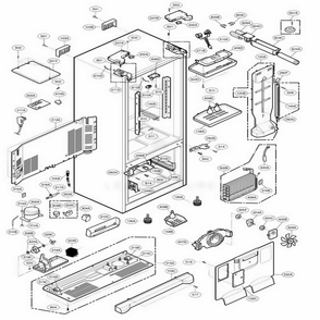 Case Parts Diagram and Parts List for 78553 AST5SEF LG Refrigerator