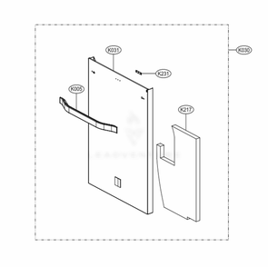 Front Cover Assembly Diagram and Parts List for LSDT9908SS ASSESNA LG Range