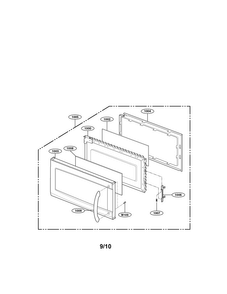 Door Parts Diagram and Parts List for LMV1645SB  LG Microwave
