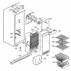 Freezer Compartment Diagram and Parts List for LRSC26915TT ATICLGA LG Refrigerator