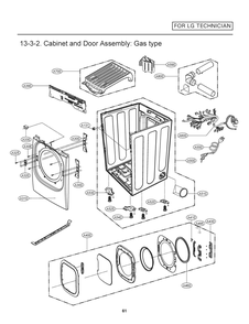 Cabinet And Door Assembly Diagram and Parts List for RN1393ES ASSEEUS LG Dryer
