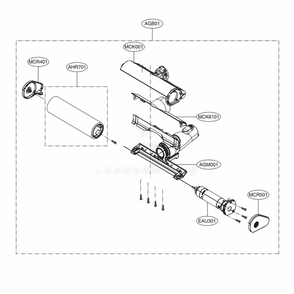 Flufy Nozzle Assembly Diagram and Parts List for A907GMS AIGELGA LG Upright Vacuum