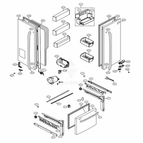 Door Parts Diagram and Parts List for LFX25973D ASBCNA1 LG Refrigerator