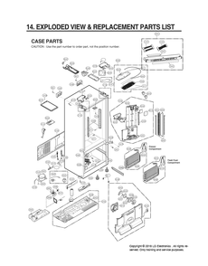 Case Parts Diagram and Parts List for GR-L318LQUM ASWCSE0 LG Refrigerator