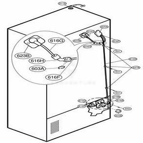 Valve And Water Tube Parts Diagram and Parts List for 77564 ABICSER LG Refrigerator