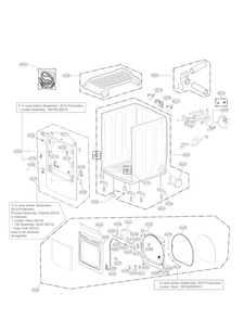 Cabinet And Door Parts Diagram and Parts List for DLEX5780VE  LG Dryer