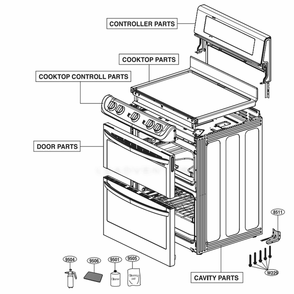 Main Diagram and Parts List for LDE4411ST ASTLLGA LG Range