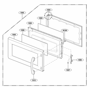 Door Parts Diagram and Parts List for 80022 CW1ESEA LG Range