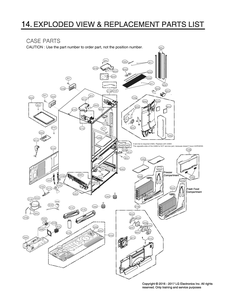 Case Parts Diagram and Parts List for GR-L24GHSJM ASBCNA3 LG Refrigerator