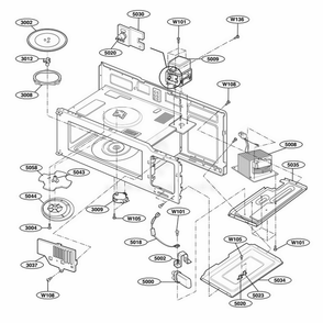 Interior Parts 1 Diagram and Parts List for JVM1533WD CWHEGEU LG Wall Oven