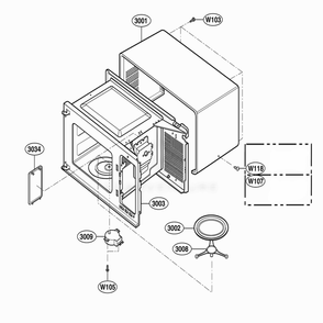 Oven Cavity Parts Diagram and Parts List for 66312 CWHESEA LG Range
