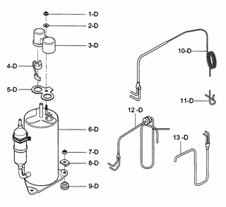 Compressor Parts Diagram and Parts List for 58074085400  Kenmore Air Conditioner