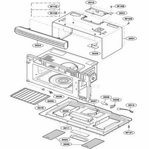 Oven Cavity Parts Diagram and Parts List for MMV4205AAS ASBEMTG LG Range