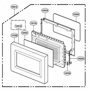 Door Parts Diagram and Parts List for 89149 ABKESEC LG Range