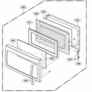Door Parts Diagram and Parts List for 85138 ABSESEC LG Range